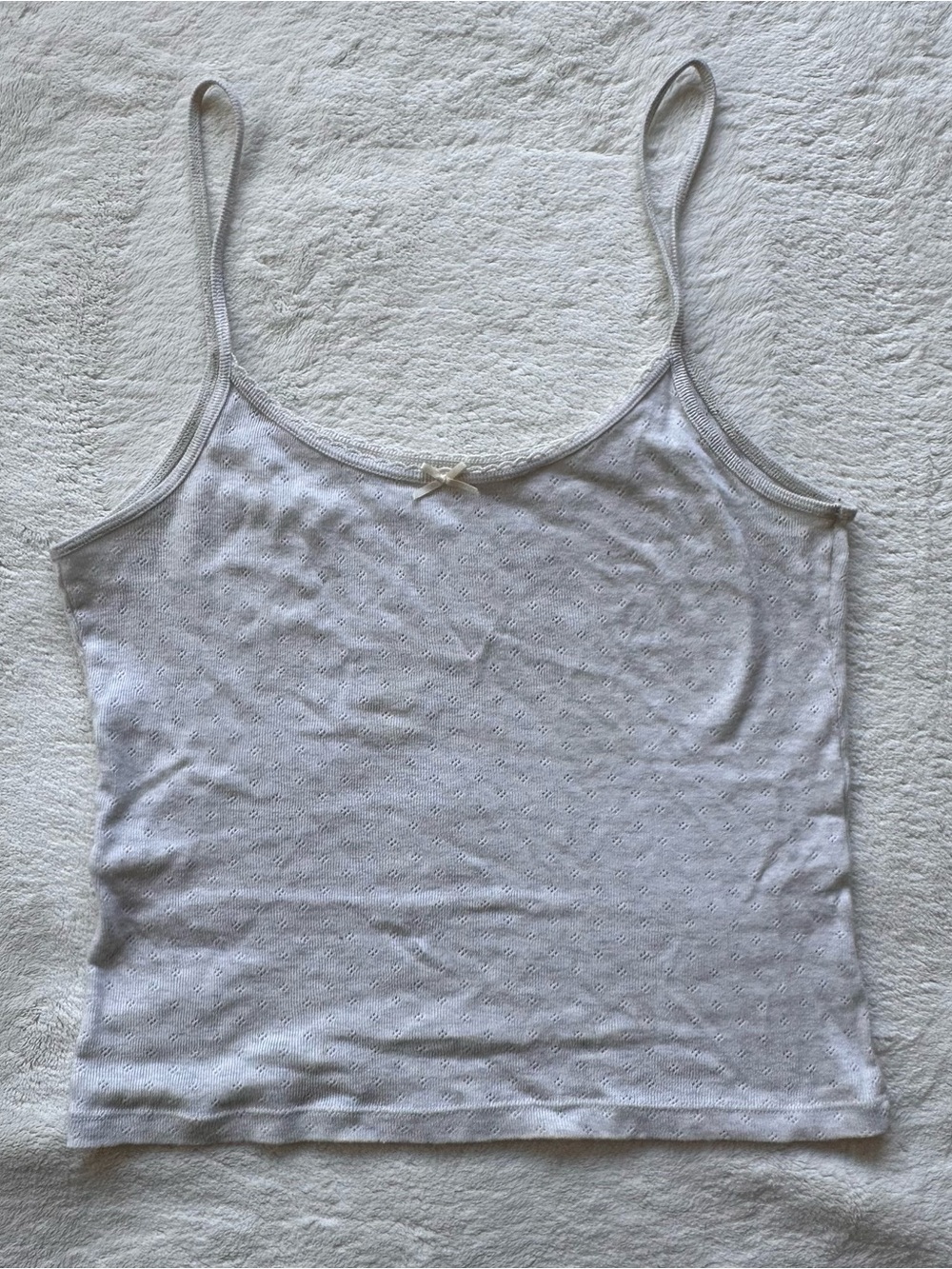 Brandy Melville White Eyelet Bow Detail Spaghetti Strap Cami